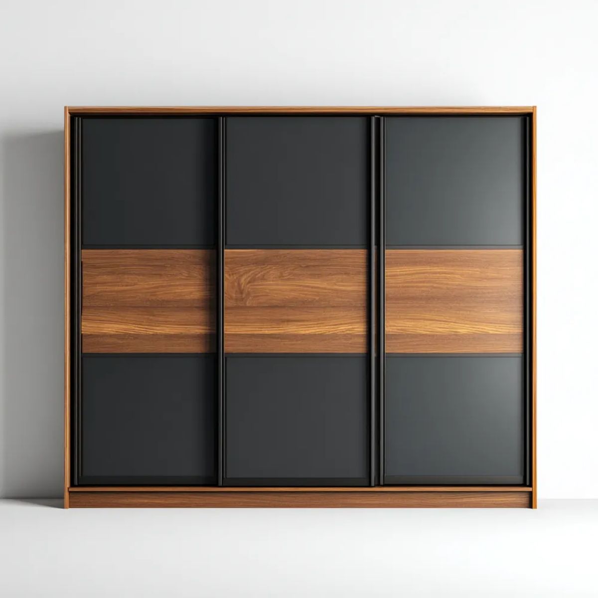 Szafa przesuwna z czarnym orzechem w MDF, 240 x 60 x 220 cm