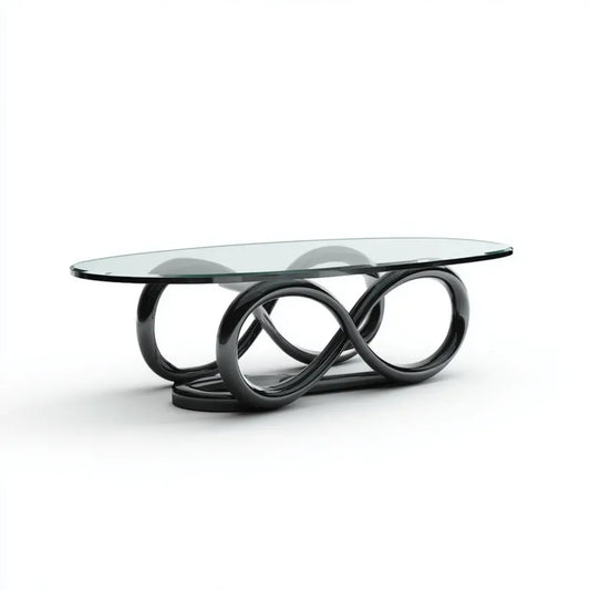 Stolik do kawy Czarny przezroczysty 120 x 60 x 45 cm stal bezpieczne szkło Oval