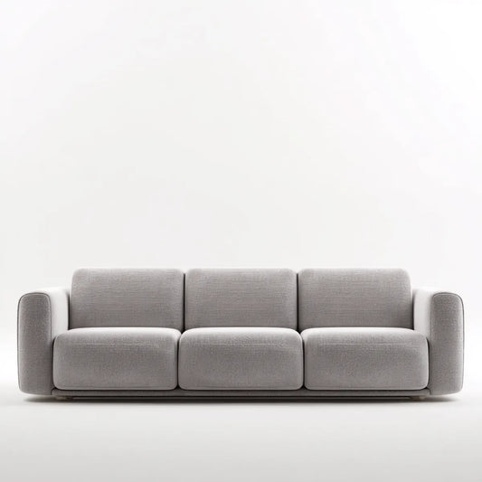 Sofa, 3-fotela fotelik jasny szary 220 x 95 x 78 cm poliester prostokątna