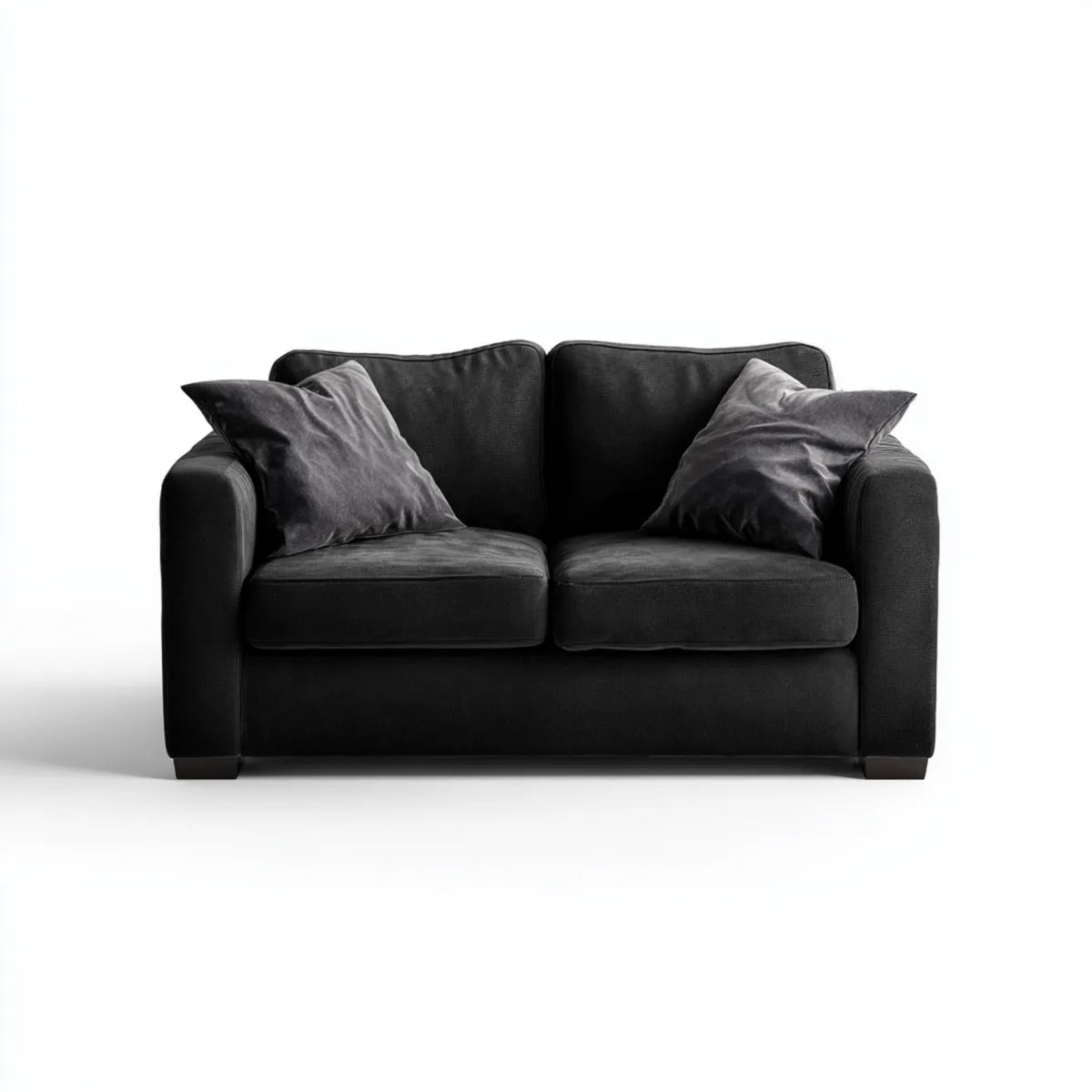 Sofa, 2 fotela prosta czarna 160 x 90 x 85 cm aksamit poliestrowy z poduszkami