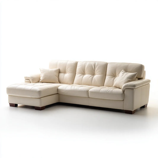 Sofa, Lewa kanapa narożna 4 fotele beżowe skóry PU 280 x 165 x 88 cm