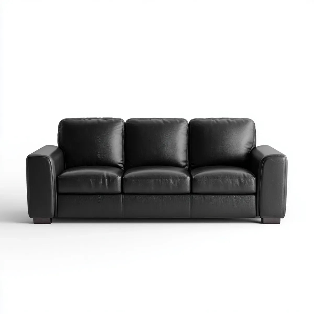 Sofa, Czarna sofa 3 fotelowa w sztucznej skórze PU prostokątna 210 x 90 x 85 cm
