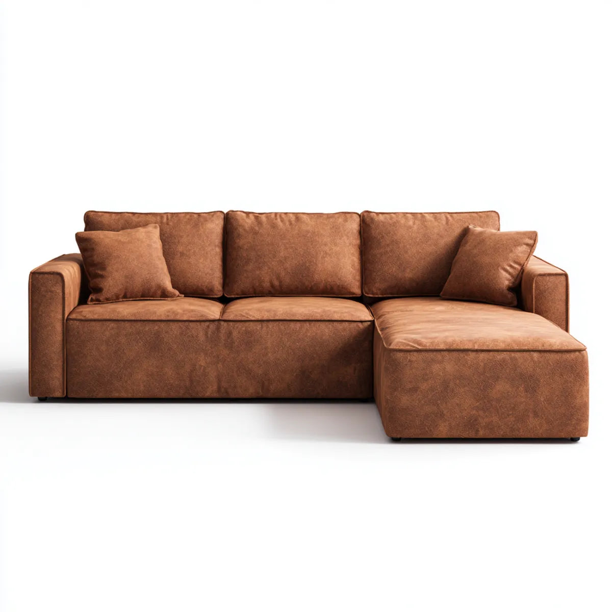 Sofa, 4 fotela brązowa sofa w poliestrowym mikrofibrze z prawej szezlong 270 x 160 x 85 cm