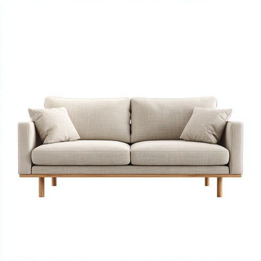 Sofa, 2 fotela z beżowym fotelem 160 x 88 x 82 cm w poliestrze i litym drewnie hewejskim