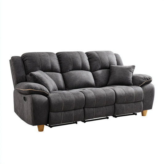 Sofa, 3-osobowa rozkładana sofa w szarej poliestrowej podnóżce 210 x 95 x 102 cm