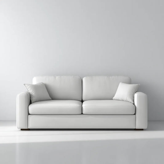 Sofa, 2 fotela prosta sofa biała 180 x 90 x 85 cm w prostokątnym kształcie poliester z poduszkami