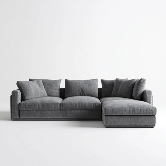 Sofa, 4 fotela z prostokątnym, ciemnoszarym kształtem poliestru 280 x 160 x 85 cm