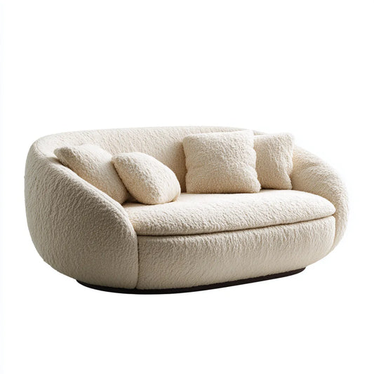 Sofa 2 miejsc krem 165 x 95 x 75 cm poliestrowa klamra zaokrąglony kształt