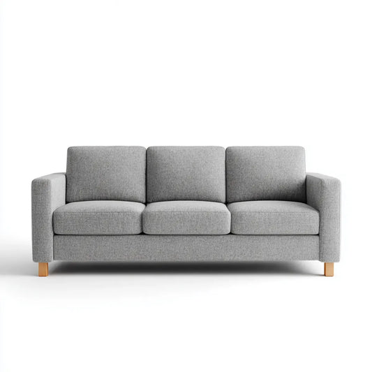 Sofa, 3 fotela prosta sofa w poliestrze i litym drewnie 200 x 86 x 85 cm