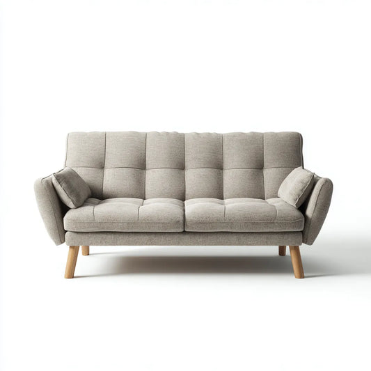 Sofa, Beżowa sofa 3 fotelowa 190 x 85 x 90 cm poliester z litymi nogami z drewna
