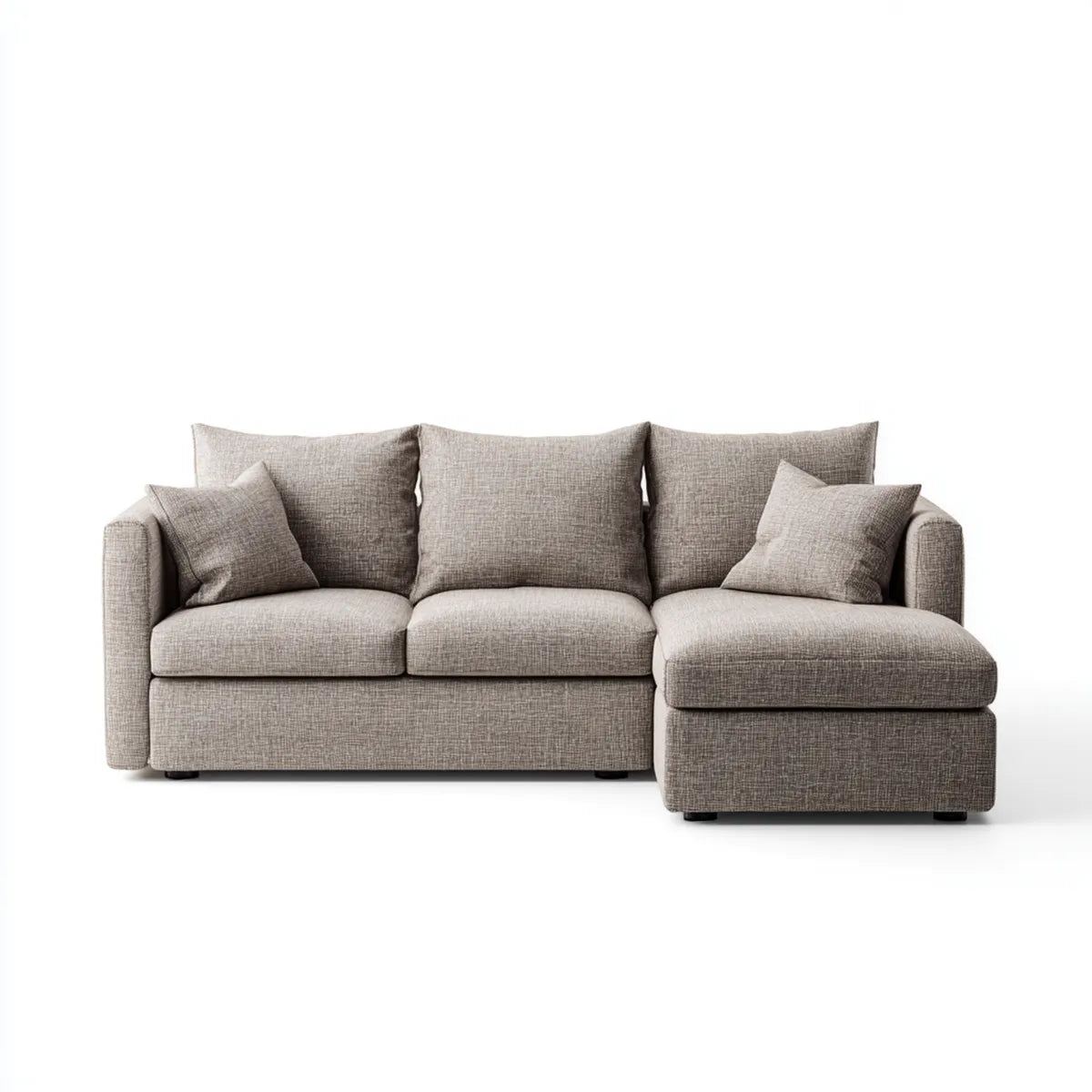 Sofa, 3 fotela prosta taupe poliester 240 x 160 x 85 cm