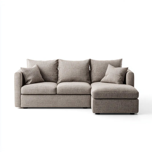 Sofa, 3 fotela prosta taupe poliester 240 x 160 x 85 cm
